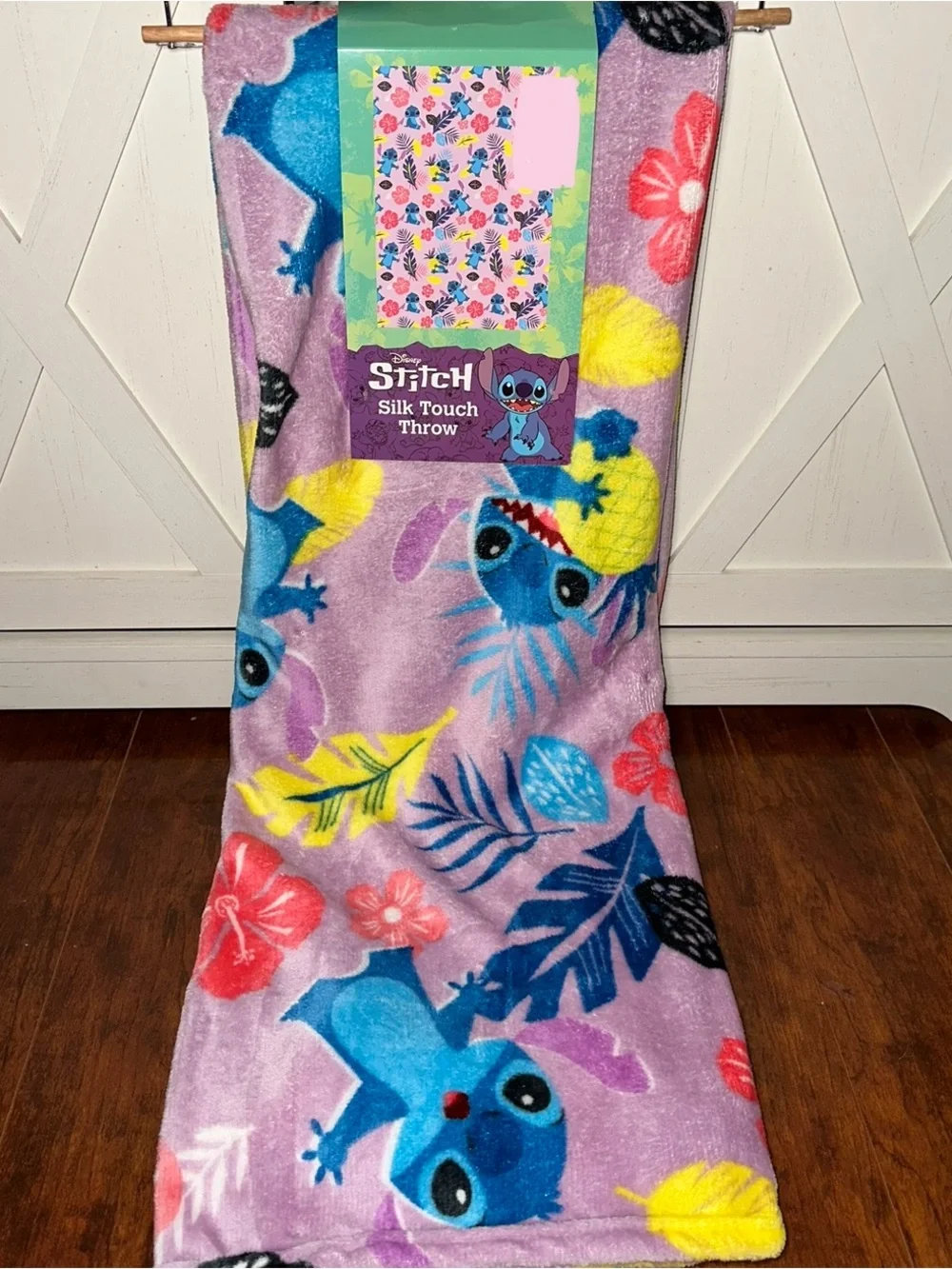 Disney Stitch Pink Floral Silk Touch Throw Blanket